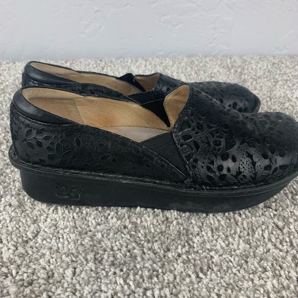 Alegria Debra Delicut Shoes Womens Size 8 8.5 Black Leather Clog Slip On - Picture 5 of 11